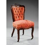 American Rococo Rosewood Side Chair, mid-19th c., Baltimore, shaped molded back, foliate scroll