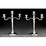 Pair of Italian.800 Silver Three-Light Candelabra, c. 1969-1970, by Lo Meo Antonino of Palermo, h.