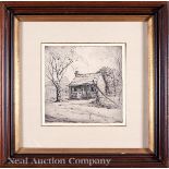 Elizabeth O'Neill Verner (American/Charleston, 1883-1979), "Negro Cabin", etching on paper, pencil-