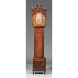 American Cherrywood and Tiger Maple Tall Case Clock, c. 1832, copper dial signed "Jacob Custer/