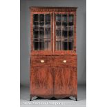 Rare American Federal Carved Mahogany Bookcase and Collector's Cabinet, 1807, Philadelphia, upper