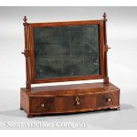 American Federal Inlaid Mahogany Dressing Mirror, c. 1800, turned uprights, rectangular mirror