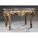 Fine English or German Carved and Gilded Center Table, probably early 18th c., good Griotte de