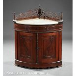 American Rococo Carved Mahogany and Marble Encoignure, mid-19th c., pierced gallery, conforming base