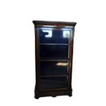 A Victorian walnut and marquetry inlaid china display cabinet with floral marquetry inlaid frieze