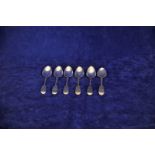 A set of six William IV silver teaspoons. London 1835. Maker WJ.