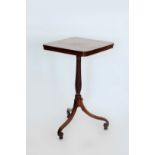 A Victorian satinwood and rosewood occasional table with square top with chamfered corners, on a