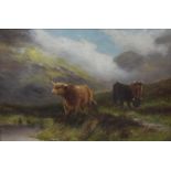 Daniel Sherrin, 19th century, Highland cattle in mountainous landscape, signed "D. Sherrin," oil