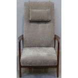 A Bajarne Madsen & Hans Thyge Schubell teak reclining armchair with Norsk "Patent 96981" reclining