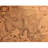 Henricus Hondius, A scarce English edition 17th Century map of the continent of Asia, depicting a