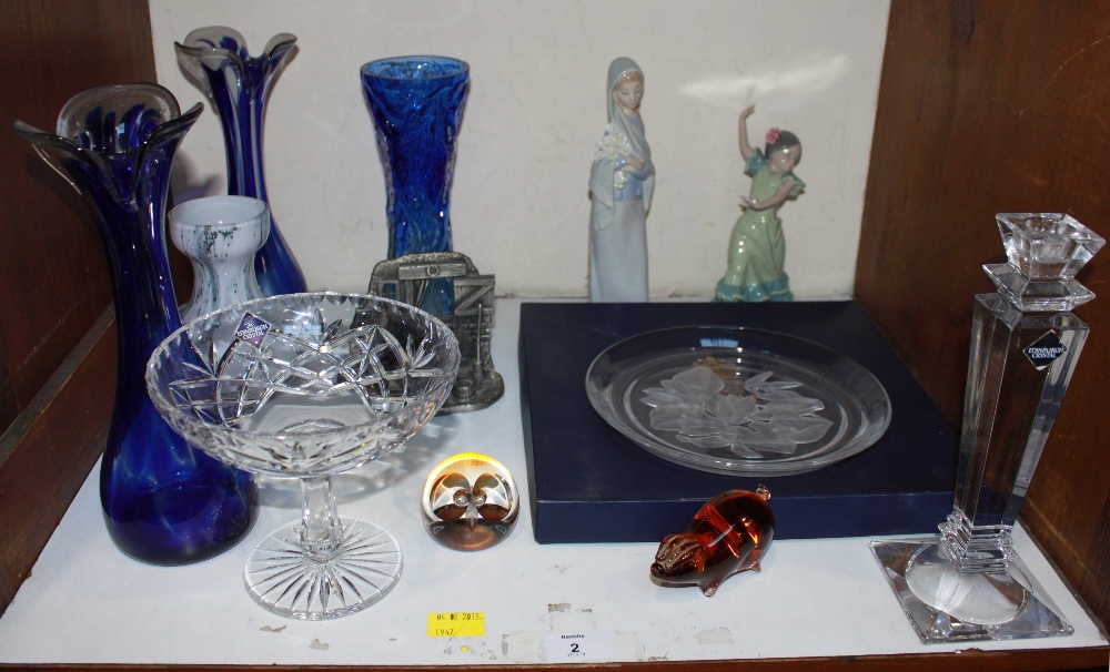 SECTION 2.   Two Lladro porcelain figures, a Caithness glass paperweight 'Wise Owl', and a selection