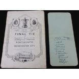 Portsmouth FC.  A 1934 FA Cup final program, Portsmouth v Manchester City, (lacking front cover),