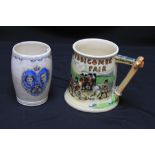 A Crown Devon Fielding Widdicombe Fair musical tankard, together with a George VI commemorative