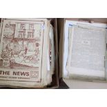 Two boxes of old Newspapers including Sports Mail and The News.