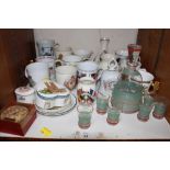 SECTION 23.  A selection of Royal commemorative ceramics and a small spirit decanter with glasses.