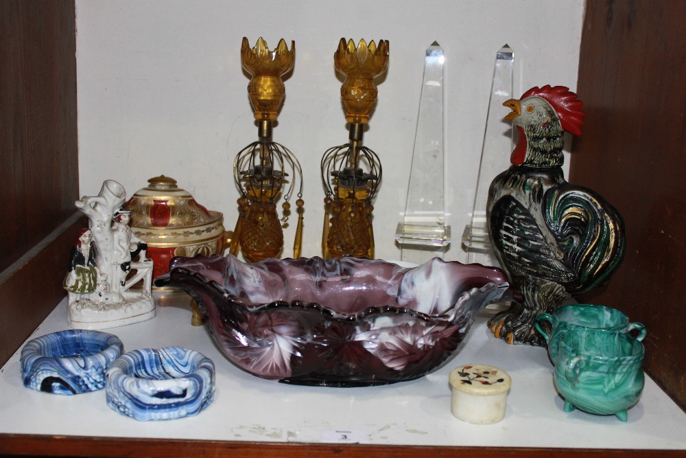 SECTION 3.  Various glass and ceramics, including a pair of 19th century amber glass luster