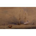 Henry G. Hine, 1811-1895 V.P.R.I., The H.M. Brig Pantaloon, 10 guns, firing a gun near Brighton,