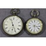 Two silver pocket watches.