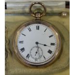 A Waltham gold plated gentlemen's pocket watch with top winding movement and a simulated pearl hat