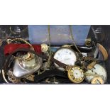 A lady's 14k wristwatch with leather strap and various other wristwatches and pocket watches.