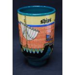 A Sally Tuffin for Dennis Chinaworks limited edition pottery vase, of cylindrical form with