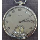 A platinum pocket watch by Recta, with sub-dial.