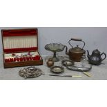 A quantity of silver-plated items and metalware including a canteen of Old English pattern