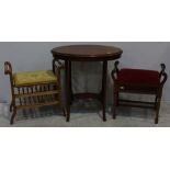 An Edwardian mahogany oval occasional table with under-tier, together with an Edwardian mahogany