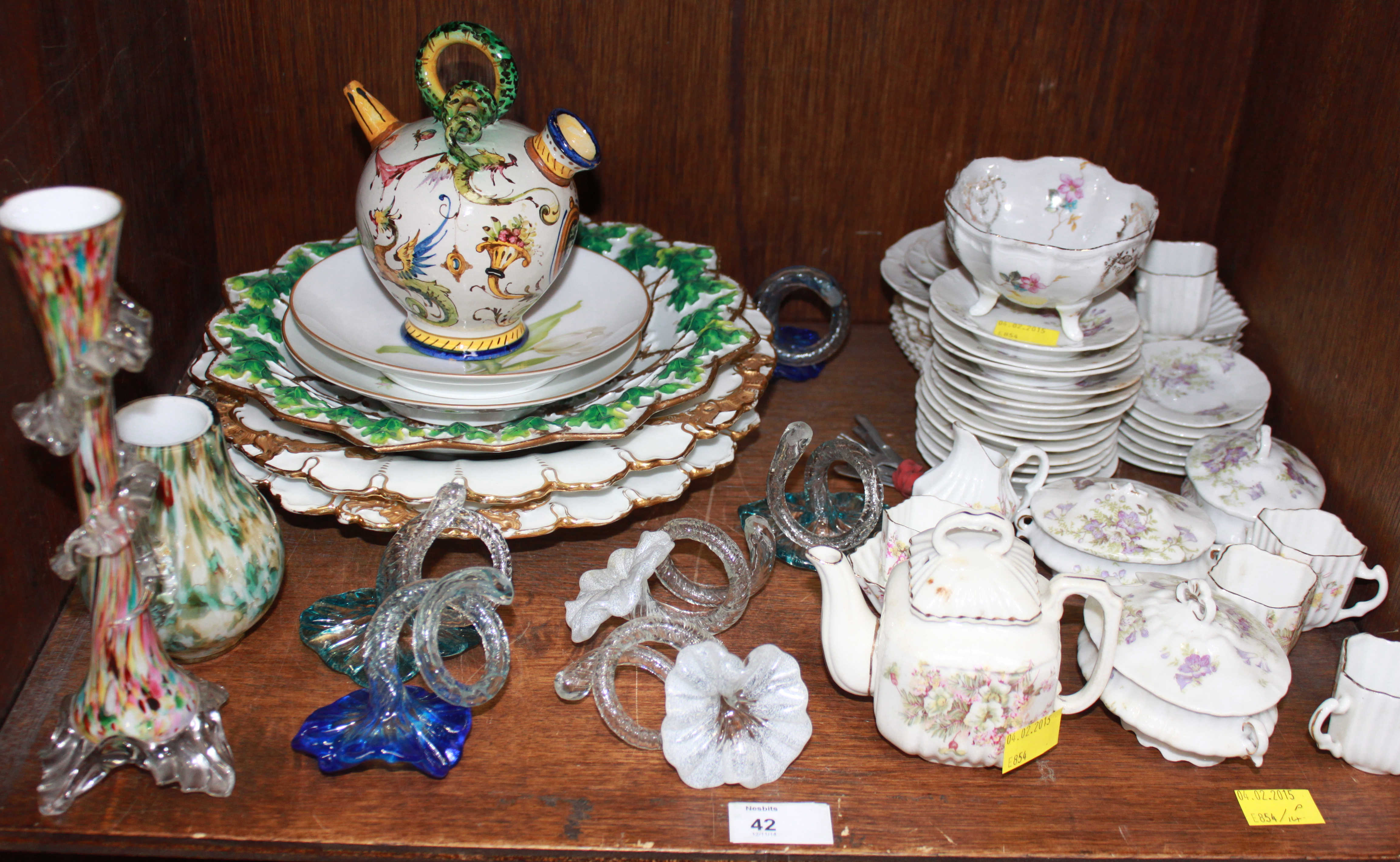 SECTION 41 & 42. Various ceramics and glass including three Meissen plates, Royal Albert "Tulip"