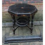 A Victorian "Japanned" octagonal occasional table with galleried under-tier, together with a