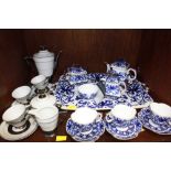 SECTION 38. A mid 19th century Coalport Mandarin pattern blue and white cabaret tea set, together