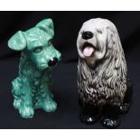 A Beswick seated Old English sheepdog and a Sylvac seated Terrier (2)