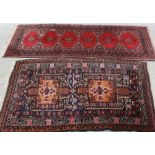 Two small Persian rugs. 180 x 63 cm and 150 x 80 cm (2)