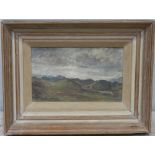 20th Century British School, landscape study with mountains, indistinctly signed, oil on canvas,