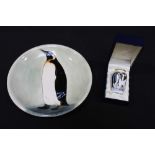 A modern Moorcroft Limited Edition Penguin plate number 116/150, together with a small Moorcroft