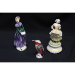 A Royal Crown Derby bird paperweight, a Royal Doulton figure Florence HN2745 and a 19th century