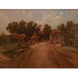 -Alan. (Portsmouth area), Village street scene with figures, possibly around Milton Park and
