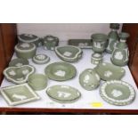 SECTION 26.  A collection of 22 pieces of Wedgwood green Jasper items including pin trays, dishes,