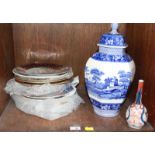 SECTION 39. A collection of china including a Vienna plate and Ironstone plates, a Japanese bottle