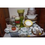 SECTION 32. A collection of assorted ceramics including a strawberry bowl, glassware, plates, a