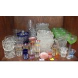 SECTIONS 37 & 38. Two shelves of assorted glassware including vases, plates, bowls, drinking glasses