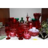 SECTION 5. A good quantity of Victorian cranberry glass together with enamelled green glass and