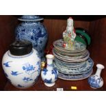 SECTION 38.  A large Chinese porcelain baluster vase and cover, ginger jar, two various bottle vases