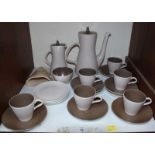 SECTION 19. A Poole pottery mushroom coloured coffee service, and a Shorter & Sons wall pocket.