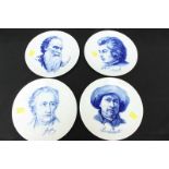 A set of four 1970s Meissen porcelain portrait plates, Johann Wolfgang von Goethe; Mozart;