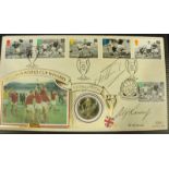 Stamps. A 1966 World Cup First Day cover, signed by Alf Ramsey and Geoff Hurst.