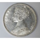 An 1849 Victorian silver florin coin. EF condition.