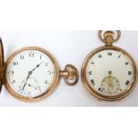 An early 20th century gold plated full hunter pocket watch, together with an gold plated open