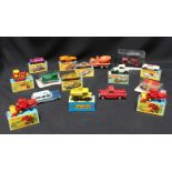 A collection of ten boxed Matchbox toy cars in excellent condition, together with two blister pack