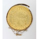 A 1739 George II 22ct gold two guinea coin, inscribed 'Georgius II dei Gratia', in an unmarked